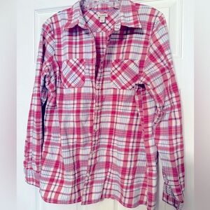 Pretty pink flannel button down - LL Bean - size L